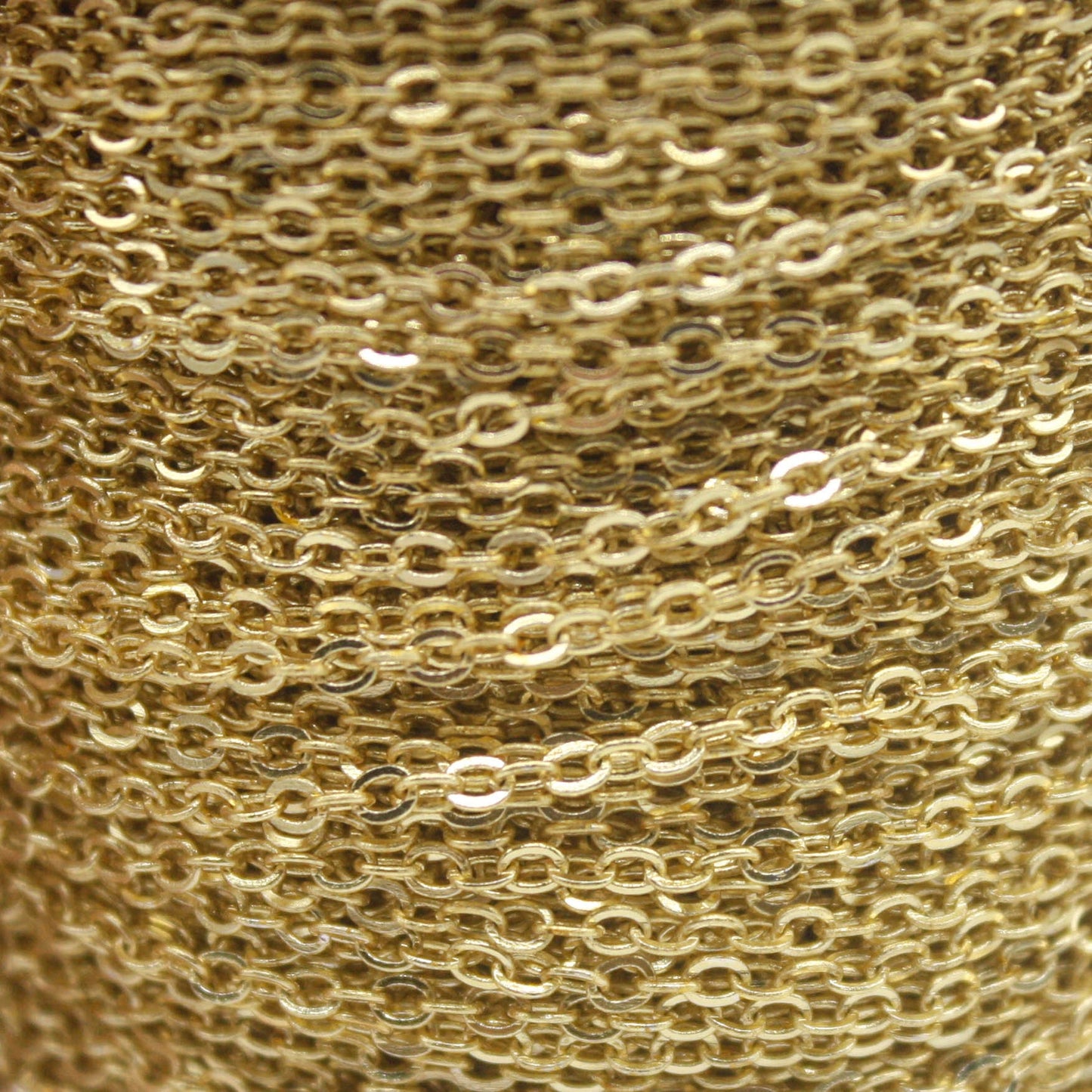 32 Ft Non Tarnish Flat Cable Chain - 18K Gold Flat Chain - 3x1.7mm SOLDER - Anti Tarnish Free Resistant Soldered Cable - AT317F