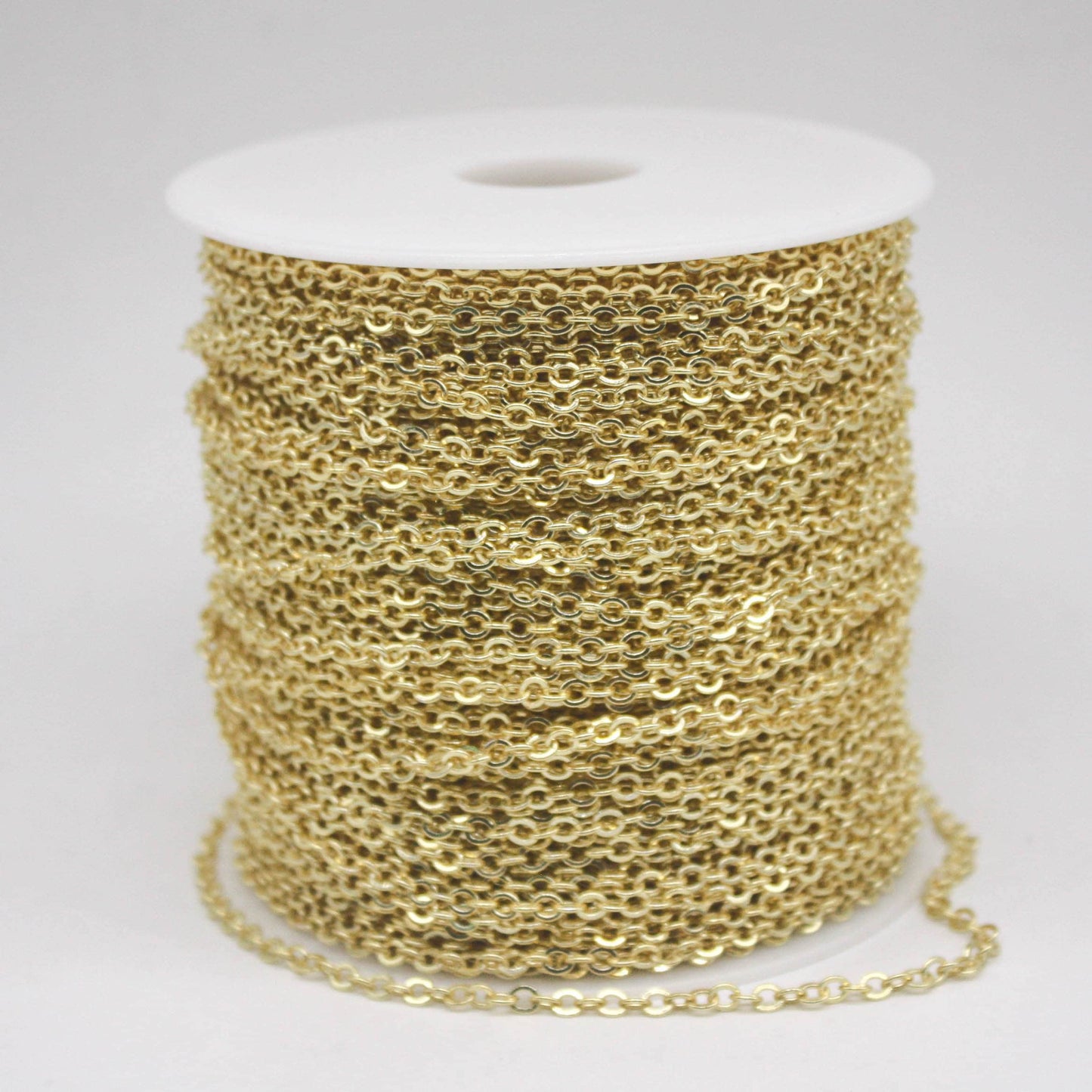 300 feet of TARNISH Resistant Anti Tarnished 18K Gold Plated Flat Cable Chain Sturdy SOLDERED Heavy Chain 4X5mm 22Gauge 22G - AT45F