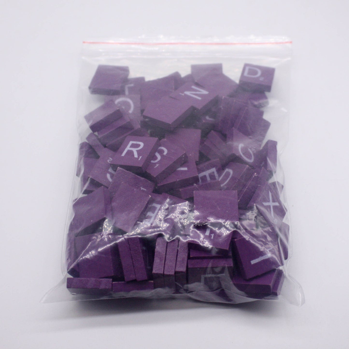 100 Pcs Wooden Scramble Scrabble Letters Tiles - Purple Color Scrambble Tile - 18mm x 20mm - Complete 100 Pcs Set - Wedding Scrapbook