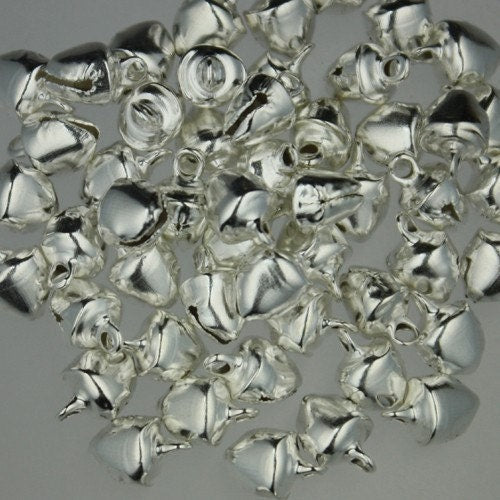 50 pcs silver plated bell drop/charm - 6mm