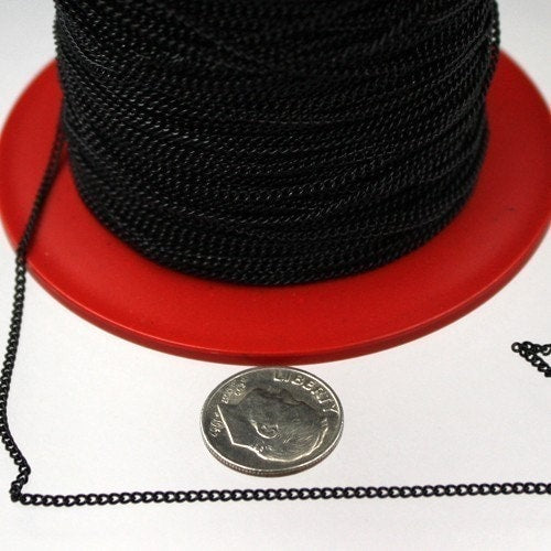 SALE Sale 32 ft spool of Black Tiny curb chain - 1.3mm soldered link - 1.3S
