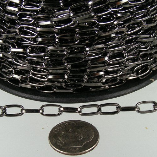 100 Ft. of Gunmetal Finished Drawn Cable Chain - 9x4.5mm Unsoldered Link- 9045DR