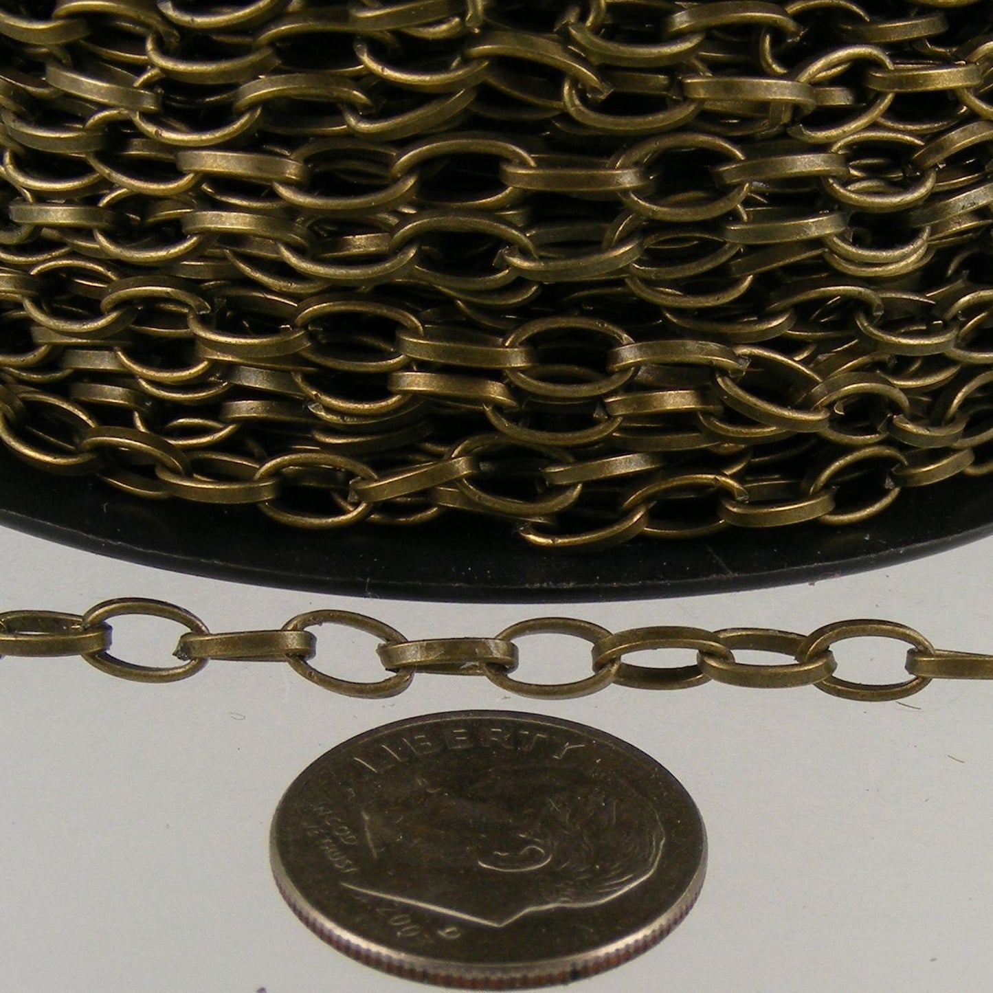 NEW Low Price 32 ft. of Antique Brass finished Drawn Oval Cable chain - 6.3x3.5mm unsoldered link