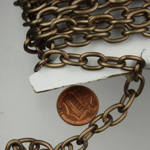10 ft of Antique Brass Aluminum Light Weight Chunky Style Big Cable Chain - 12.x7mm Unsoldered Link