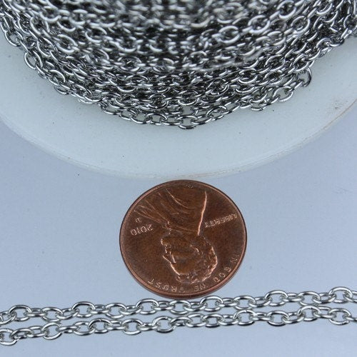 32 ft of Antique Silver finished cable Chain - 3.8x2.7mm unsoldered link