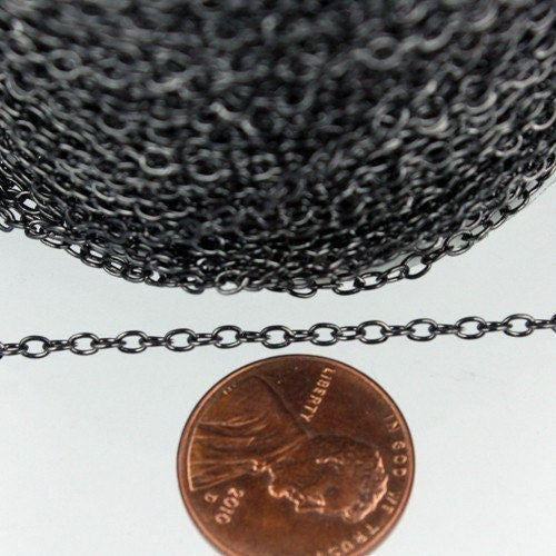 SALE Sale 100 ft spool of Gunmetal Finished Round cable chain - 2.9x2.0mm - unsoldered link