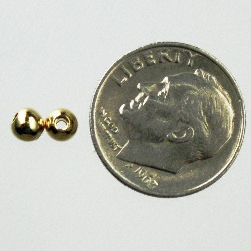100 solid brass natural round beads - 3.5mm