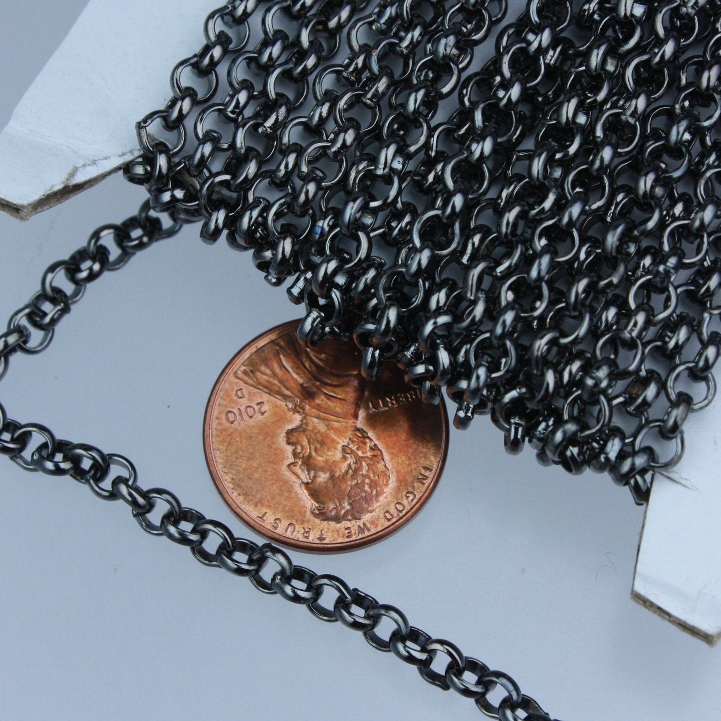 Gunmetal Rolo Chain bulk, 12 ft of Rolo Cable Chain 3.8mm - Unsoldered Links - Necklace Bracelet Wholesale Bulk Jewerly Chain