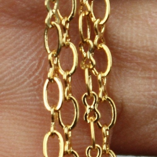 32 ft spool of Gold plated Brass SOLDERED Figure 8 Connector Chain - 4x3mm links - 843F
