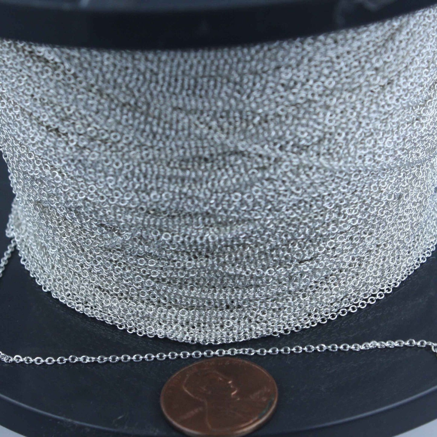 925 Sterling Silver Chain Bulk, 5 Ft. Tiny Round Cable Chain Solid Silver - 1.6x1.2mm - SS1612