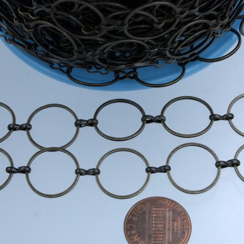 5 ft. of Brass BIG circle Quick Links Chain - 15mm Antique Brass
