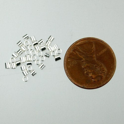 50 pcs Sterling silver CRIMP TUBE BEAD 2x2mm