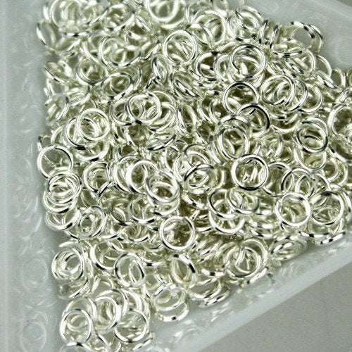 4mm Jump Rings, 500 pcs of Sterling Silver Plated Jump Rings / Jumprings - 4mm 22 gauge 0.6mm Link Connector Open Jump Rings