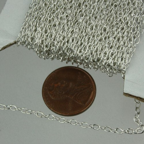 12 ft spool of Silver Plated Round cable chain - 2.9x2.0mm - unsoldered link