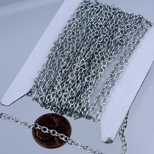 32 ft of Antique Silver Finished Cable Chain - 3.8x2.7mm 0.7mm Unsoldered Link - 3827CA