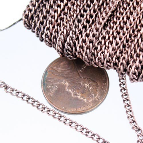Wholesale Lot 300 ft of Antique Copper Finished Curb Chain - 2.2mm 0.6mm Unsoldered - 2.2S