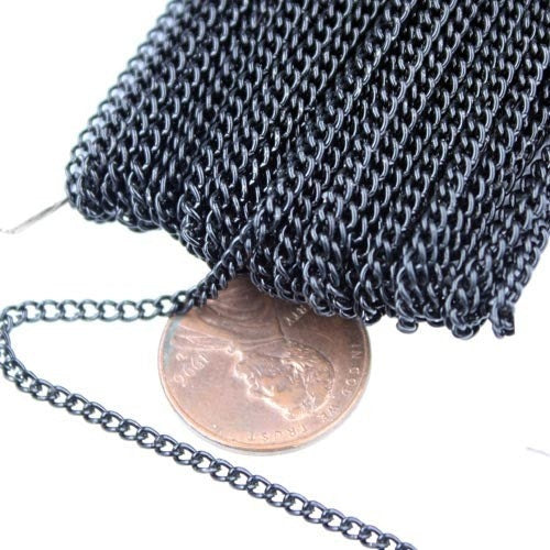 12 ft of Black Finished Curb Chain - 2.2mm 0.6mm Unsoldered - 2.2S