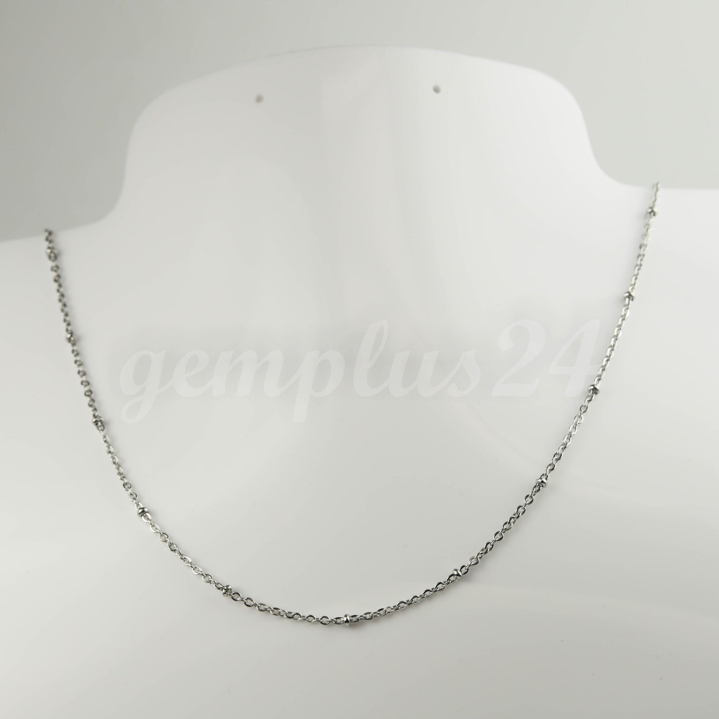 10 Ft Stainless Steel Satellite Chain - Ball Beaded Solder Flat Cable Chain - 2.4x1.7mm Flat Link - Bulk Dainty Delicate Necklace - STB2417F