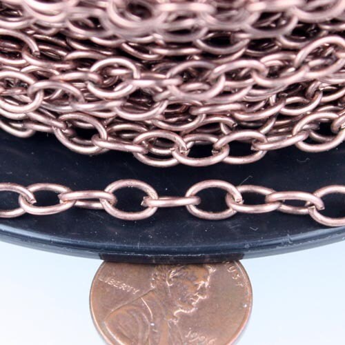 Antique Copper Chain Bulk Chain, 10 ft of Big Chunky Cable Chain - 6.8x4.8mm 1.0mm Unsoldered Link Necklace Bracelet - 6848CA