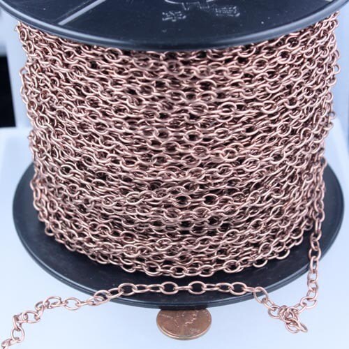 Antique Copper Chain Bulk Chain, 10 ft of Big Chunky Cable Chain - 6.8x4.8mm 1.0mm Unsoldered Link Necklace Bracelet - 6848CA