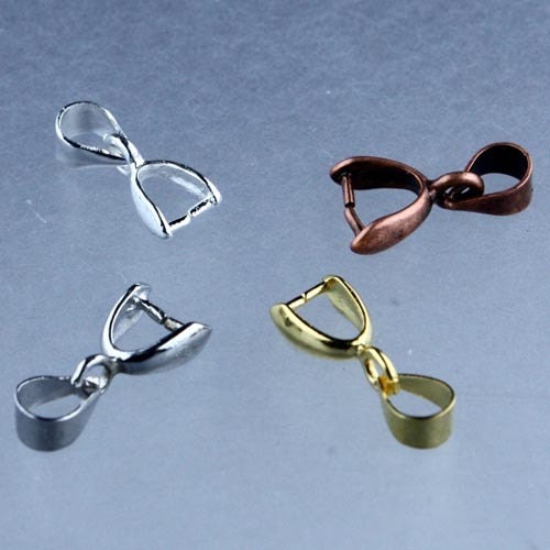 40 pcs of Multi Color Brass Pinch Ice Pick Bails Pendant Clasp - 15mm Gold,Silver,Rhodium,Antique Copper
