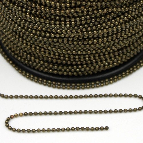 100 ft. spool of MAT Antique Brass finished Facet ball chain - 1.5mm ball size