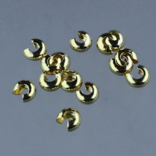 100 pcs of Gold Plated on Brass Crimp Cover - 4mm