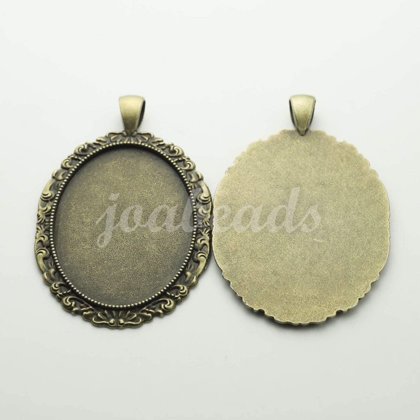 5 pcs Oval Antique Brass Bezel - for 30x40mm - Oval Pendant Blank Bezel for Cabochon Cameo Pendants, Photo Jewelry - T250