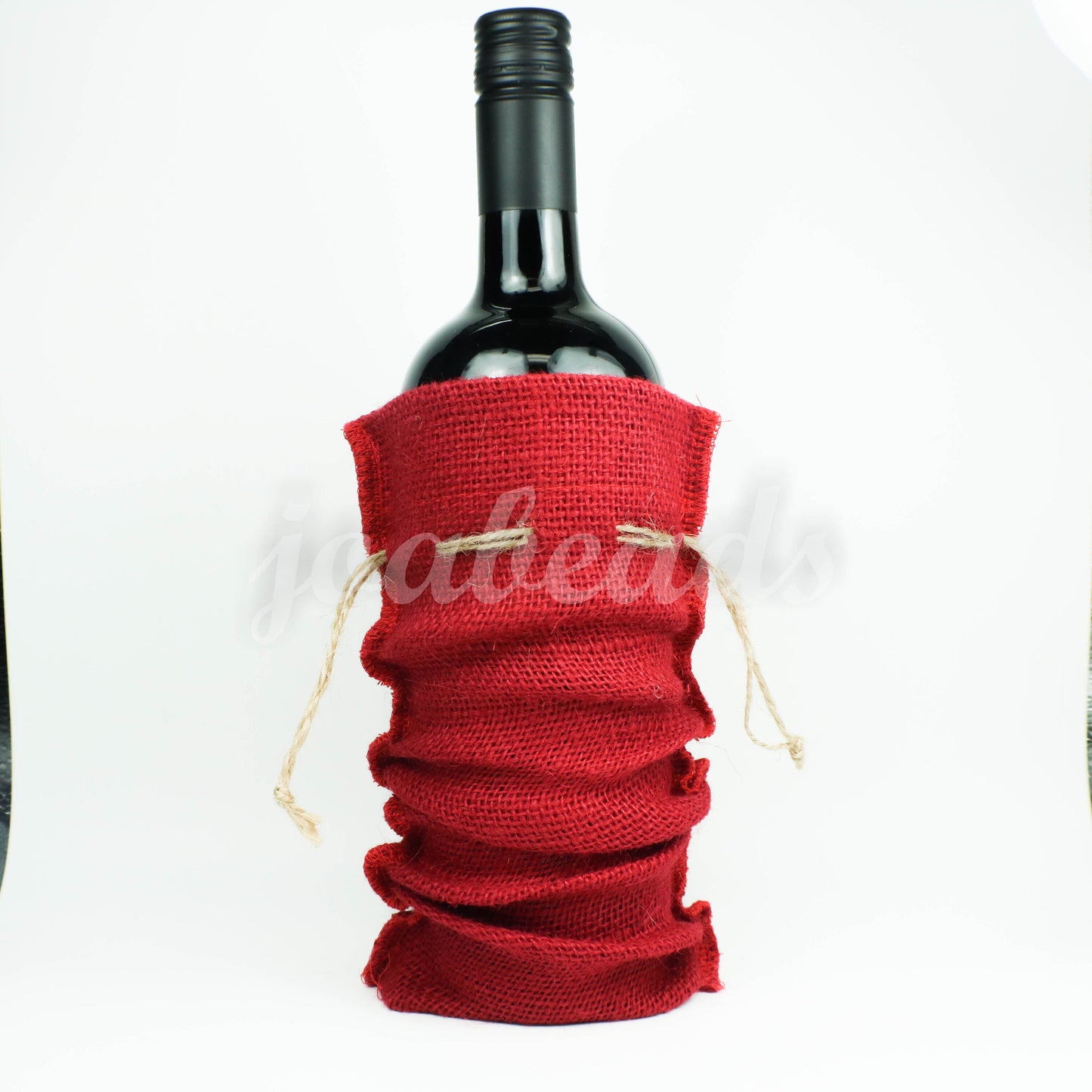 1 pcs of Red Burlap Wine Bag Christmas Holiday Rustic Decor - 14" x 5" (35cm x 14cm) Natural Jute Burlap Bags - HEMP Jute Bag