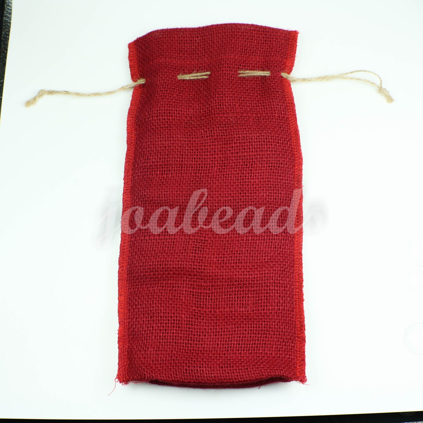 1 pcs of Red Burlap Wine Bag Christmas Holiday Rustic Decor - 14" x 5" (35cm x 14cm) Natural Jute Burlap Bags - HEMP Jute Bag