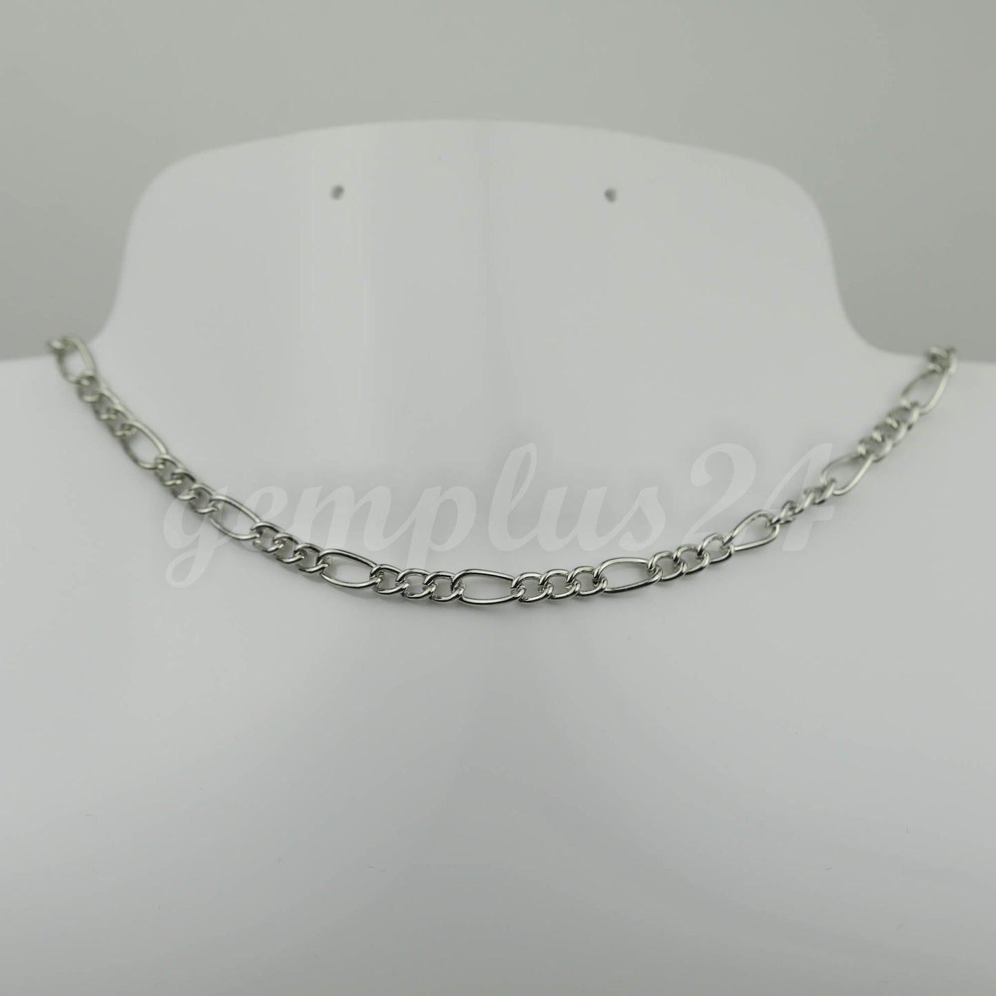 32 feet Rhodium Plated Chunky Sturdy Heavy Long and Short (3 and 1) Chain FIGARO chain 9x4mm - Necklace Bracelet - 94FIGA