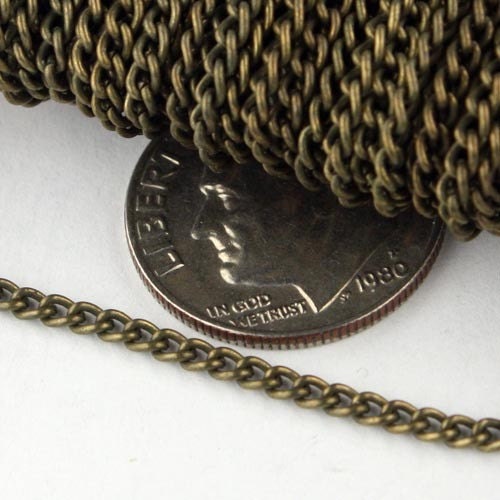 32ft of Antique Brass Finished Curb chain - 2.2mm - unsoldered Links - 2.2S