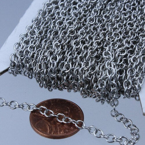 100 ft. spool of Rhodium Plated Round CIRCLE Cable Chain - 3.2mm Unsoldered Link - 32CIRCLE