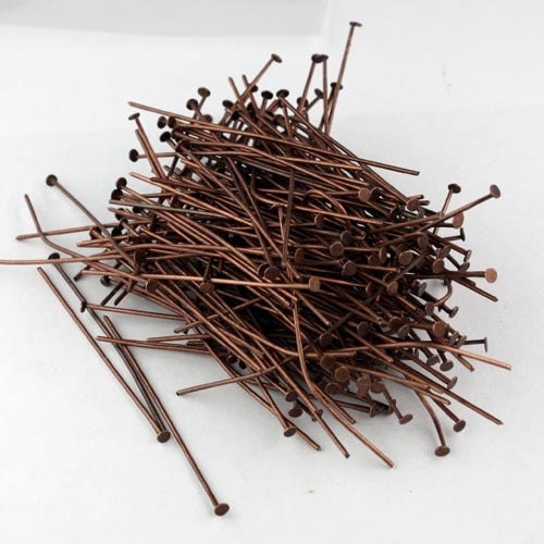 250pcs of Antique Copper finished Big Head Heavy Head Pin - 2inch 2.4mm head 20Gauge