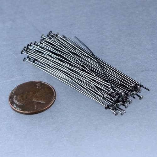 100 Gunmetal Headpin - 2 Inch 22 Gauge 22G - Flat Round Head Headpin Head pins TPin - ship from California USA