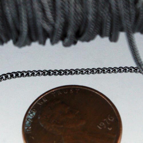10 ft spool of Gunmetal Finished tiny curb chain - 1.3mm soldered link - Solder Curb Chain - Ship from California USA