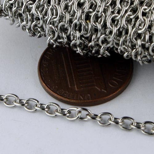 100 ft spool of Antique Silver Finished Round Soldered Cable Chain - 3.4x3.0mm SOLDERED Link