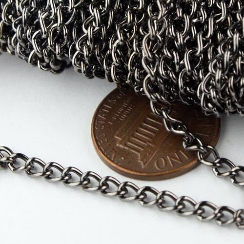 32 ft of Gunmetal Finished Curb Chain - 3.0mm 0.8mm Unsoldered Link - 30CURB