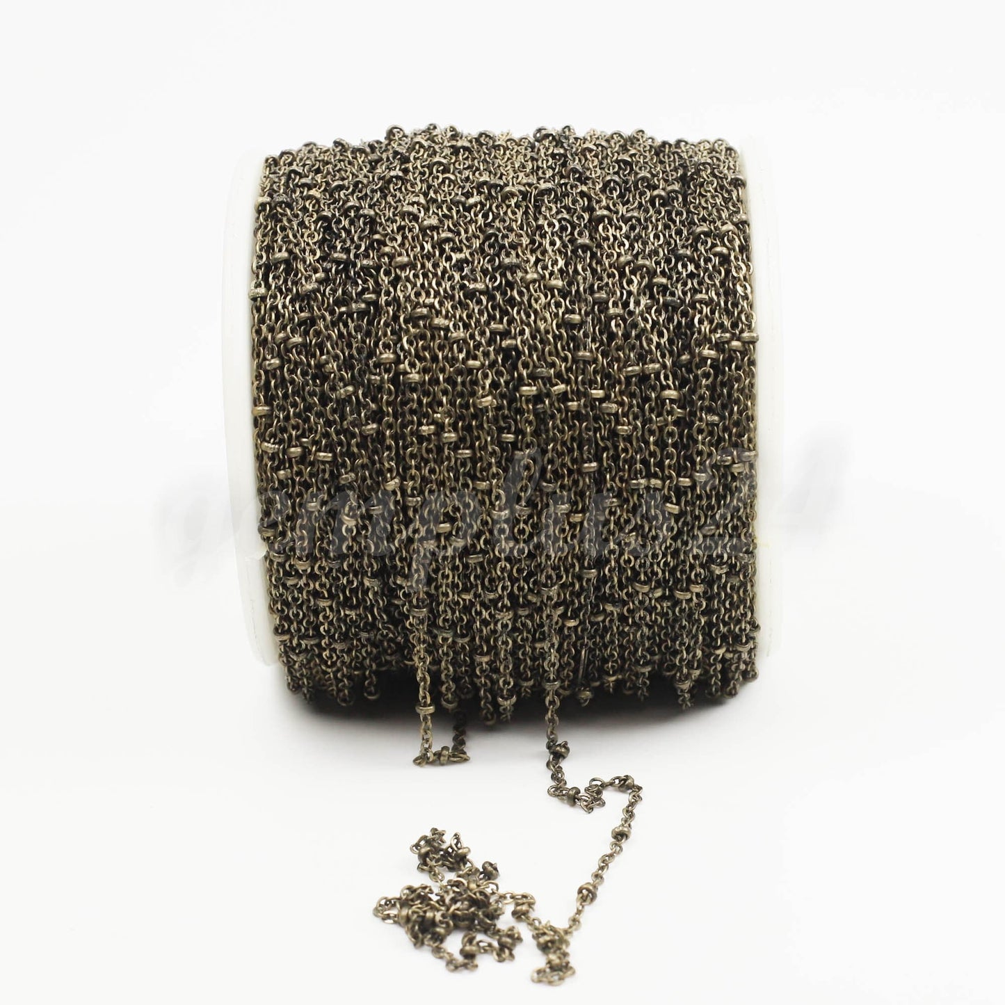100 ft spool of Antique Brass SatelliteFinished VINTAGE Flat Tiny BALL Chain - 2.4x1.7mm SOLDERED link - 2417SAT