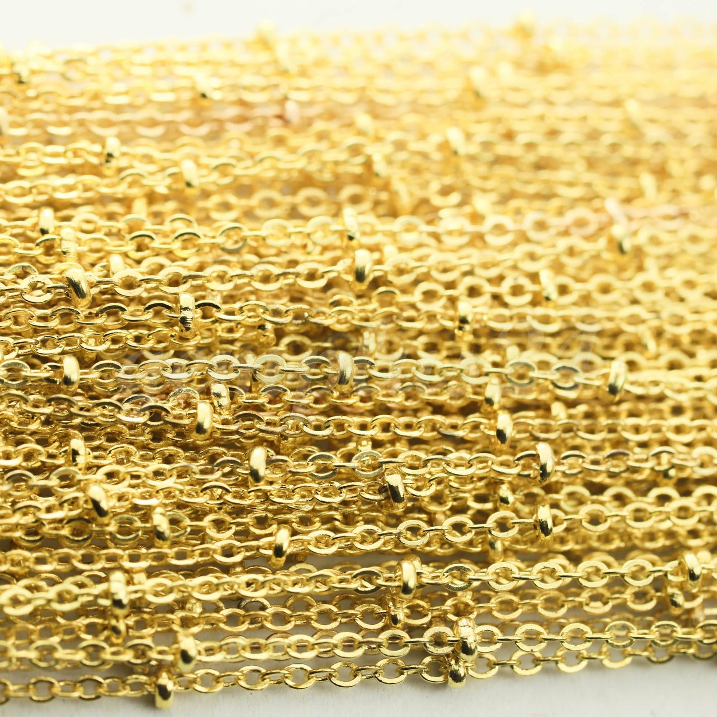 3 ft Pinky Gold (Champagne Gold) Plated Satellite Chain Flat BALL Chain - 2.4x1.7mm SOLDERED link - Dainty Chain - Bulk - 2417SAT