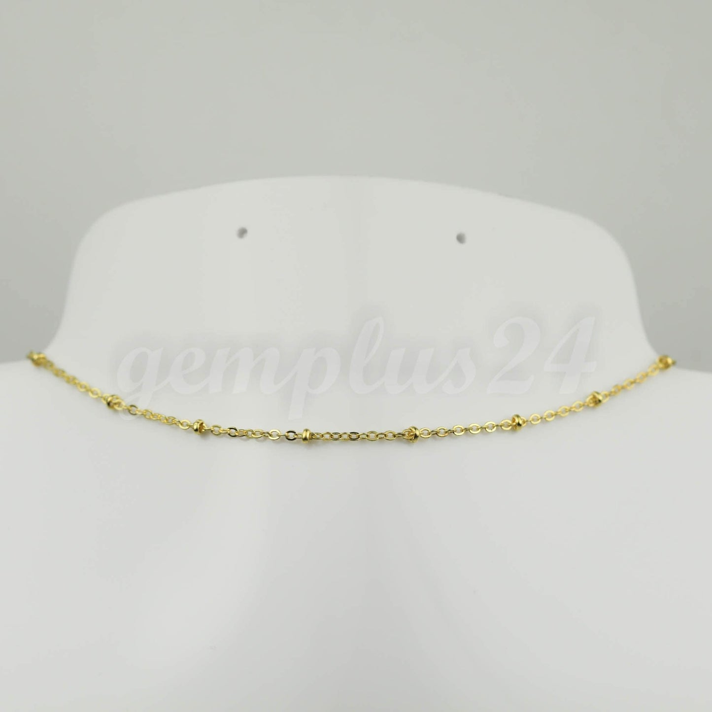 3 ft Pinky Gold (Champagne Gold) Plated Satellite Chain Flat BALL Chain - 2.4x1.7mm SOLDERED link - Dainty Chain - Bulk - 2417SAT