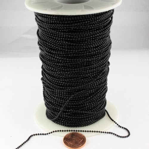 Black facet BALL Chain - 10ft. spool of Bulk Ball chain Necklace Bracelet Wholesale - 1.5mm w/ FREE 10 connectors (Insert)