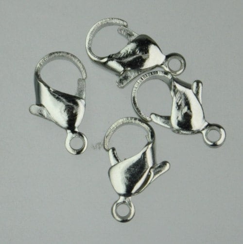50 pcs of Rhodium Plated over iron lobster claw clasp 12mm