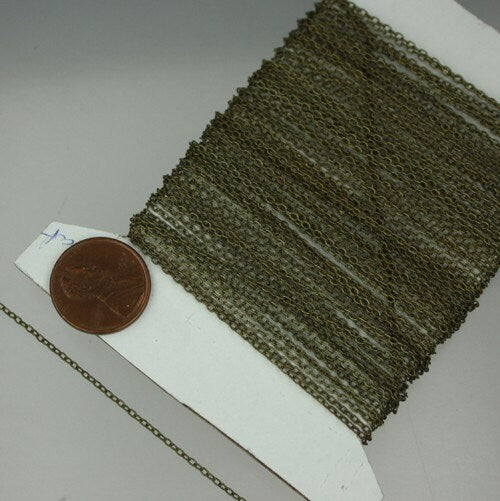 Antique Bronze Chain Bulk, 32 ft of Antiqued Brass Tiny Round SOLDERED Chain Cable Chain 2.0x1.4mm, Wholesale Necklace Chain Bulk - 2014S