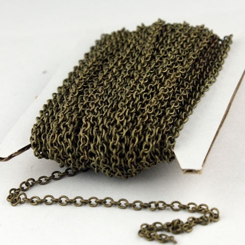 Antique Bronze Chain, bulk, 10 ft. of Antique Brass SOLDERED Cable Chain - 3.2x2.8mm SOLDERED LInk - 3430S
