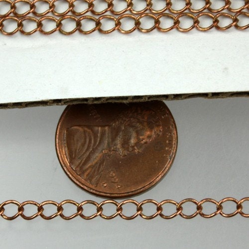 32 ft Raw Brass (Copper Color) SOLDER Curb Chain EXTENDER Chain - 4x3mm - No Plated Chain - 43CURB