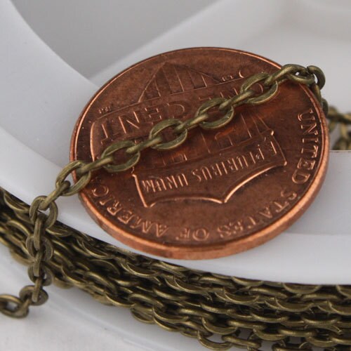 12 Ft. of Antique Brass Finished Flat Cable Chains - 3x2.2mm unsoldered - 322FLAT