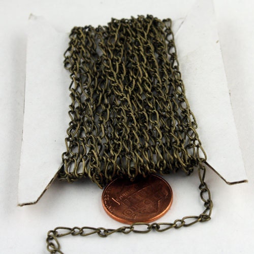 32 feet of Antique Brass Finished Long and Short Curb Chain - 5.8x2.8mm 3.5x2.8mm 0.6mm Unsoldered Link