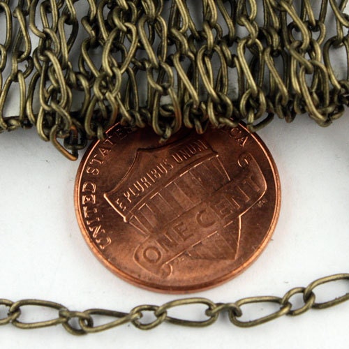 12 feet of Antique Brass Finished Long and Short Curb Chain - 5.8x2.8mm 3.5x2.8mm 0.6mm Unsoldered Link