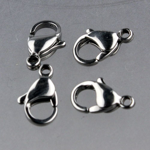 50 STAINLESS Steel Lobster Clasp Parrot Clasp Claw Clasp - 13x8mm Solid Stainless Steel Lobster Clasp